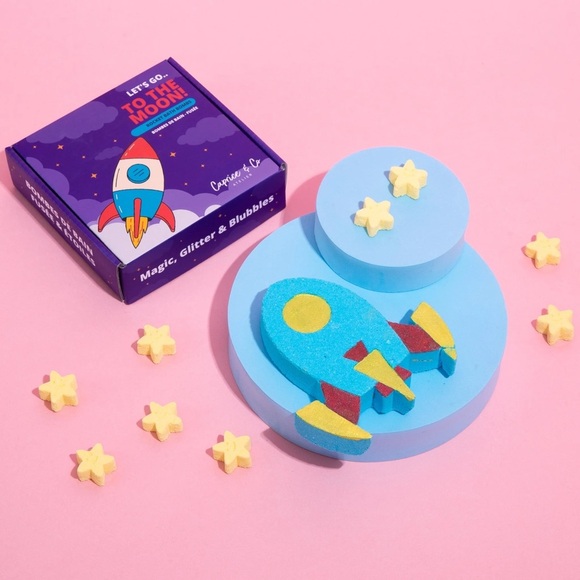 🫧🚀Blue Rocket with stars Bath Bomb Set for Kids Vegan BRAND NEW IN BOX🚀🫧 - Picture 2 of 3
